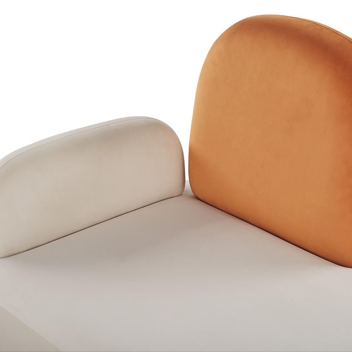 CHAISELONGUE Samtstoff weiß/orange linksseitig Arcey - Orange/Weiß, Textil (122/100/74cm) - Beliani