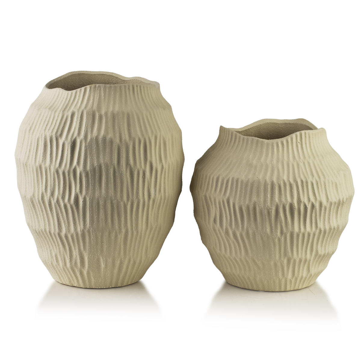 VASE Manon 20,5/24,5cm Poliresin - Beige, Kunststoff (24.5cm) - Mondex