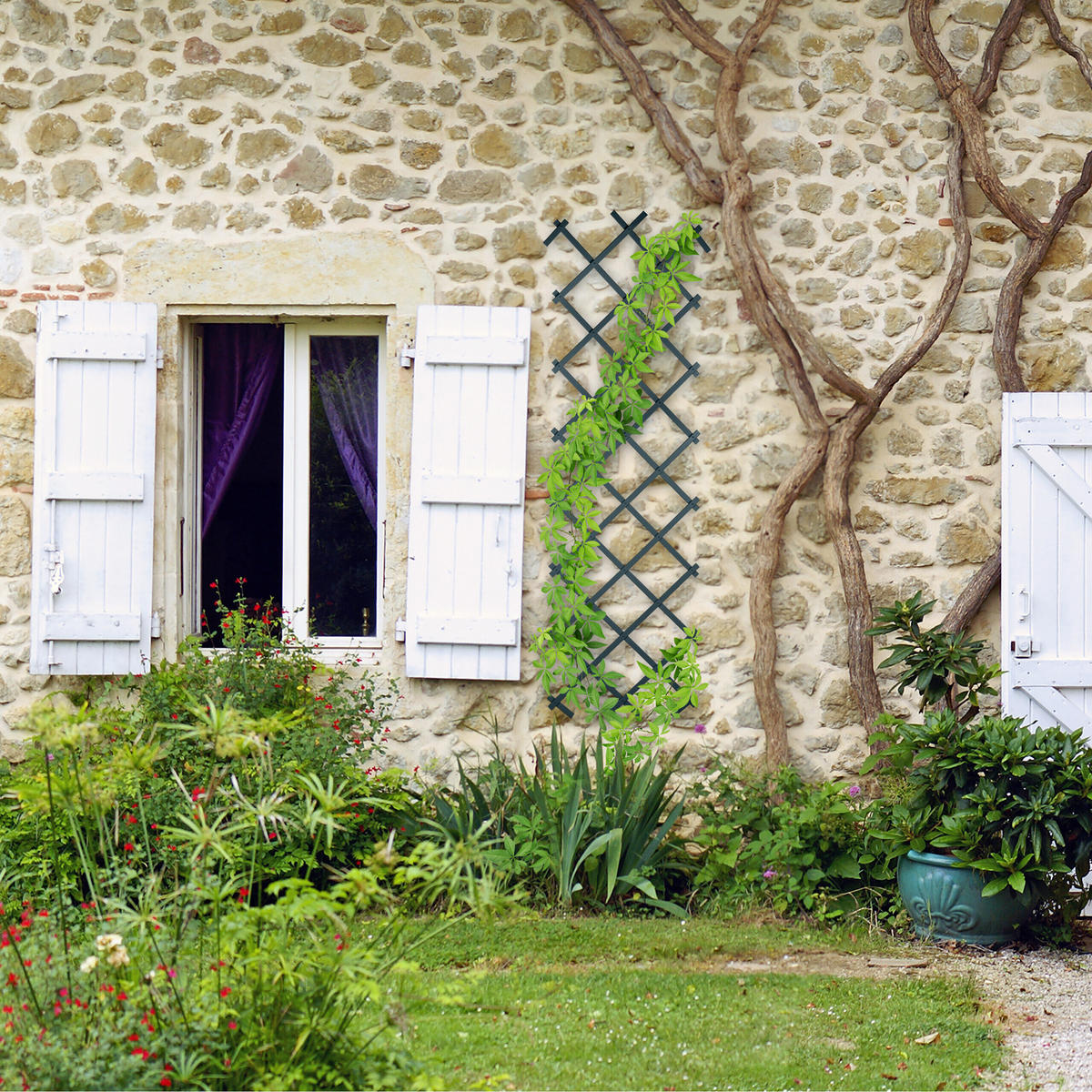 3XRANKGITTER - Anthrazit, Kunststoff (60/180/1.5cm) - Relaxdays