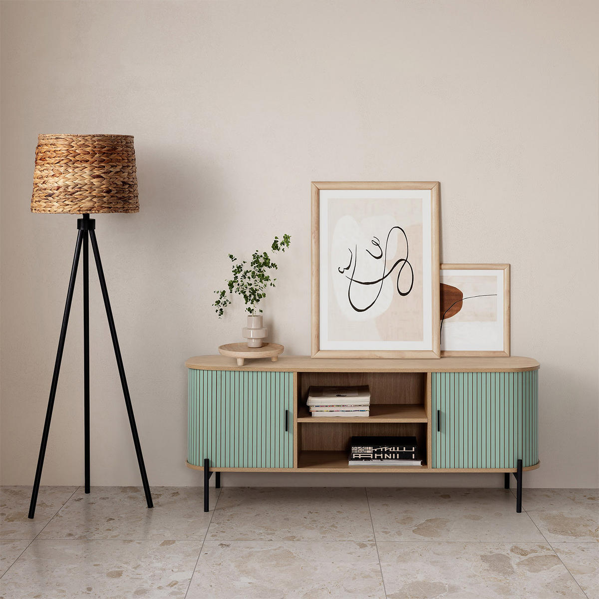TV-ELEMENT Mónaco 2 türen blaue Farbe - Blau, Holzwerkstoff (140/55/40cm) - VS Venta-stock