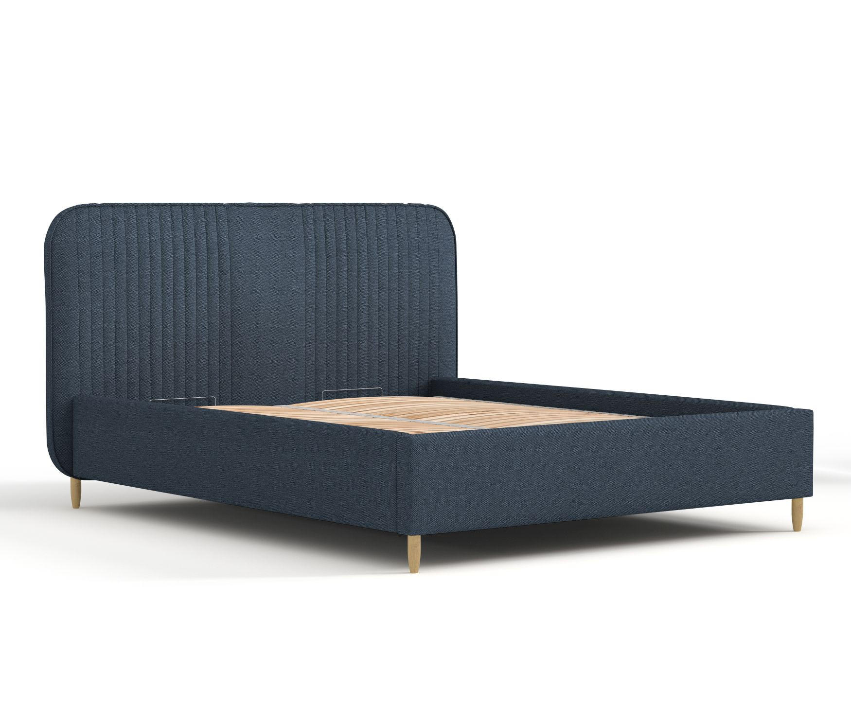 POLSTERBETT Livy Marineblau 120/200 cm im Webstoff - Naturfarben/Dunkelblau, Holz/Holzwerkstoff (120/200cm) - Maison de Reve