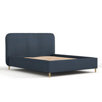POLSTERBETT Livy Marineblau 160/200 cm im Webstoff - Naturfarben/Dunkelblau, Holz/Holzwerkstoff (160/200cm) - Maison de Reve
