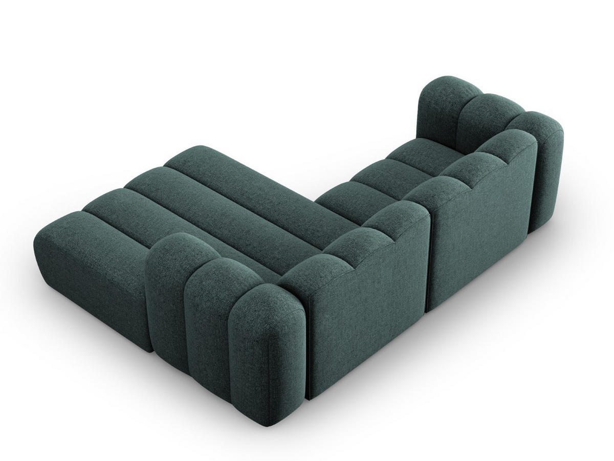 ECKSOFA modular rechts Lupine aus Chenille-Stoff petrol 3 Sitzplätze - Petrol, Textil (177/230cm) - Micadoni