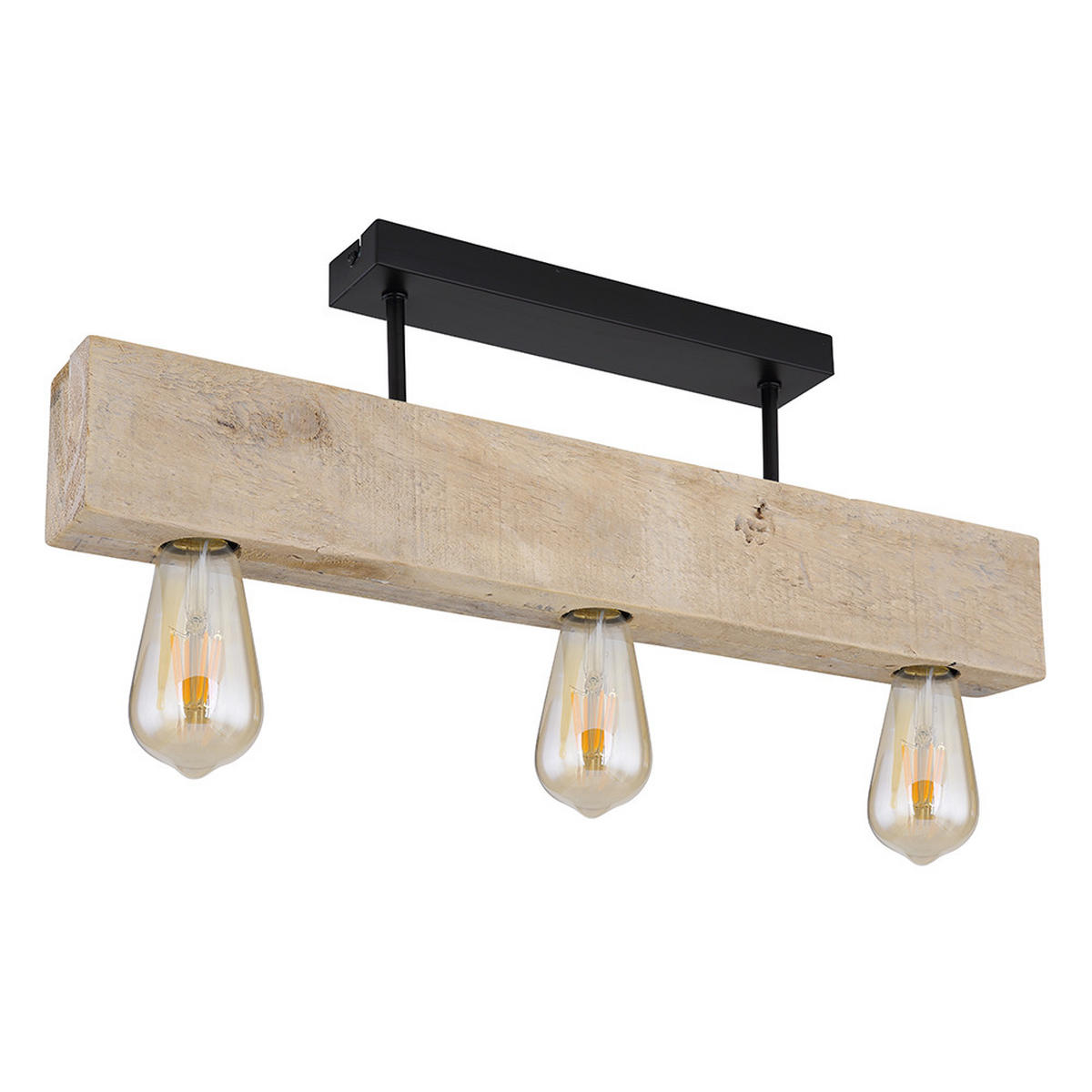 3 FLAMMIGE HÄNGELEUCHTE Metall Holz Braun - Braun, Holz (60/6/19cm) - Globo Lighting