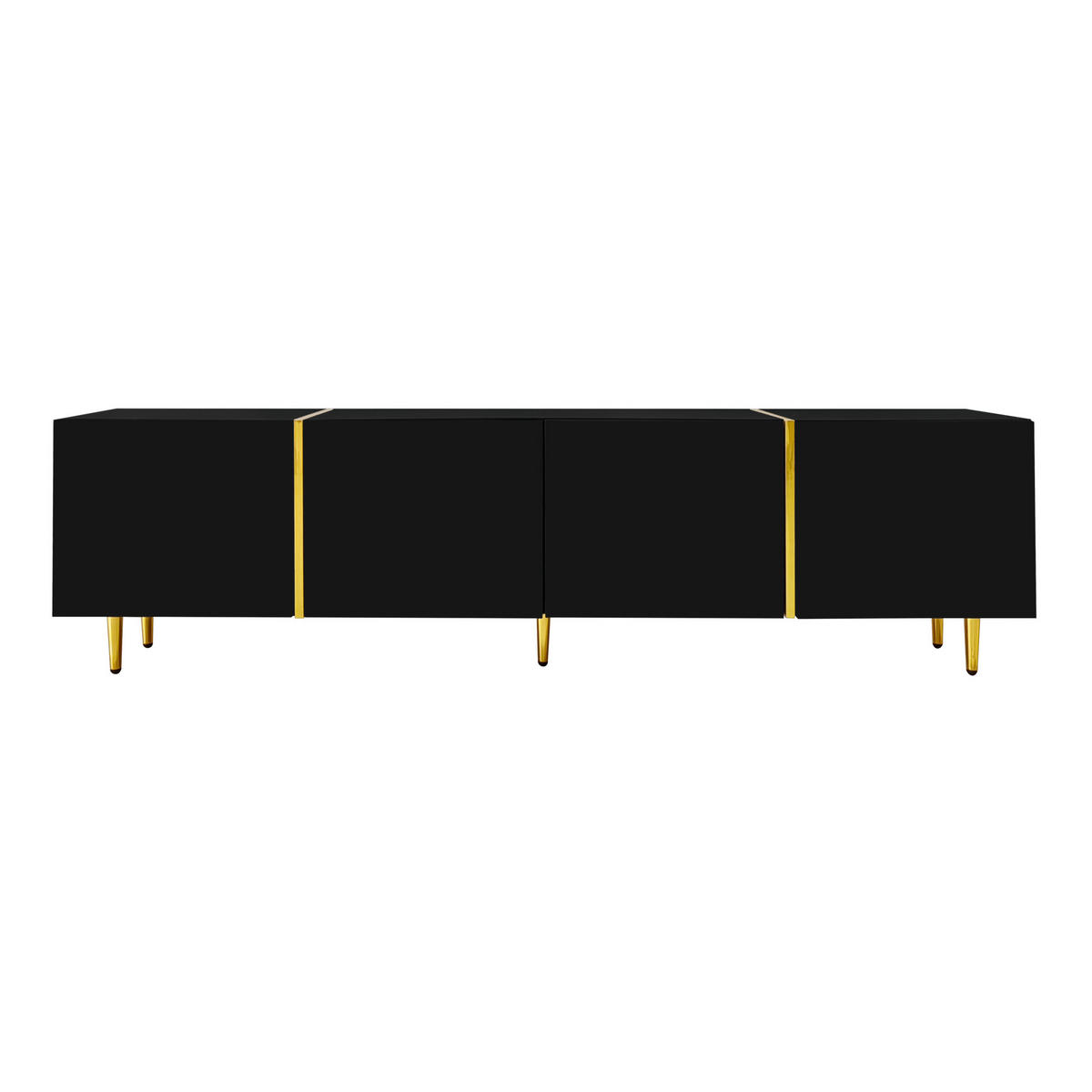 TV-SCHRANK aus MDF 170x35x46 cm Schwarz mit 4 Türen, Hochglanzoberfläche und Soft-Close-Scharnieren - Schwarz, Holzwerkstoff (170/46/35cm) - Modfu