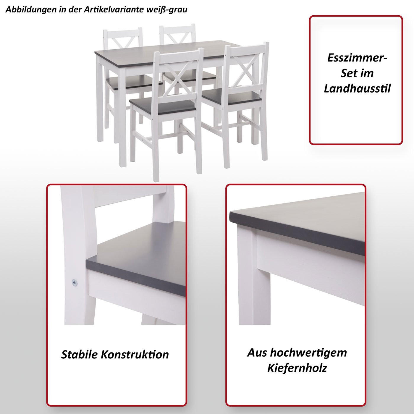 Thumbnail - MCW Esszimmer-Set, Braun, Holz, 108x86x64 cm, Esszimmer, Bänke, Tisch- & Eckbankgruppen