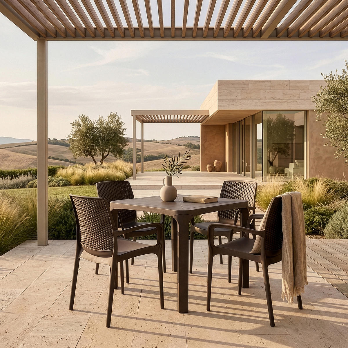 GARTENMÖBEL-SET LEOPSI, RANTU 5-tlg, Braun - Braun, Kunststoff - KONSIMO®