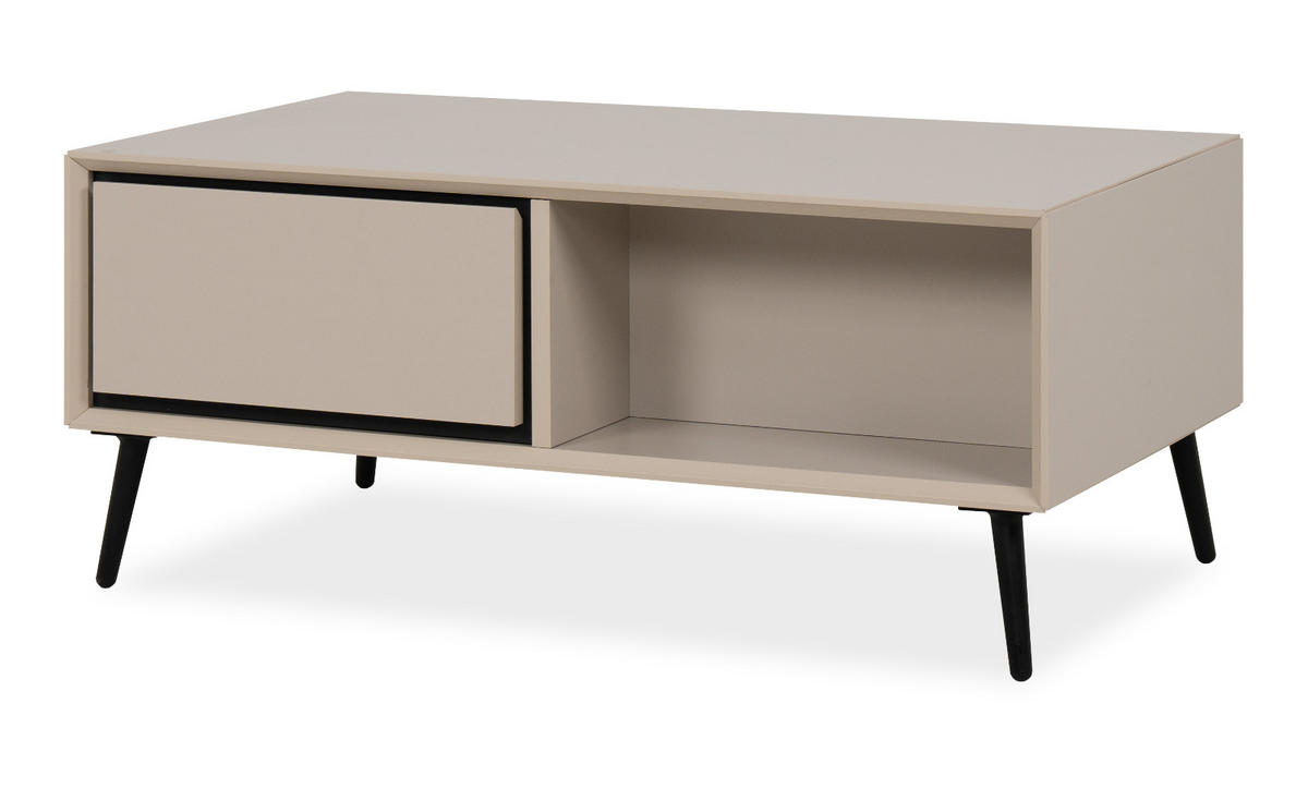 COUCHTISCH sand, schwarz 94 cm, Wohnzimmertisch mit Stauraum - Sandfarben/Schwarz, Holz/Holzwerkstoff (55/94/40cm) - Furn.Design