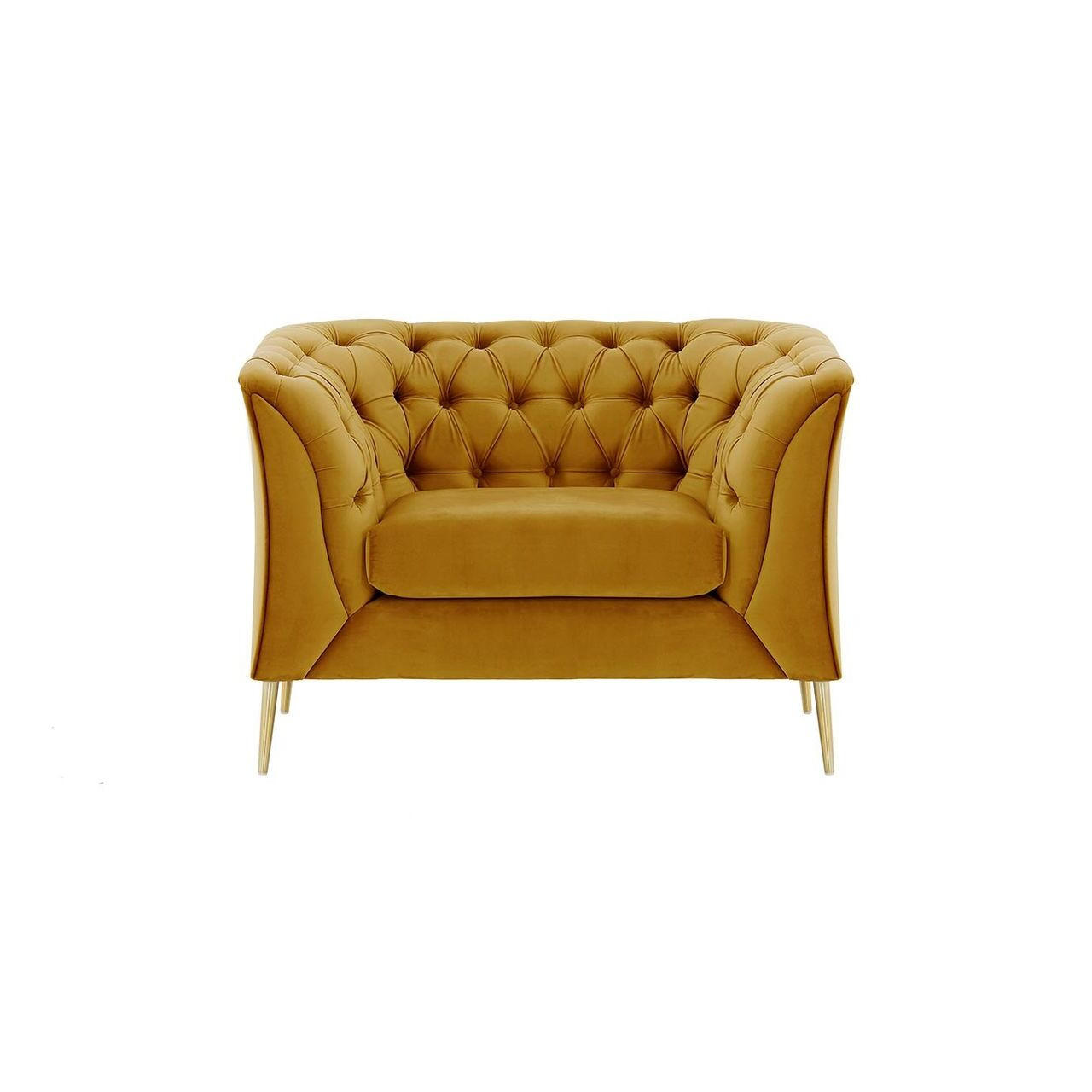 SESSEL Chesterfield Modern-Velluto 8 - Gelb, Holz/Textil (106/74/80cm)