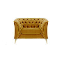 SESSEL Chesterfield Modern-Velluto 8 - Gelb, Holz/Textil (106/74/80cm)