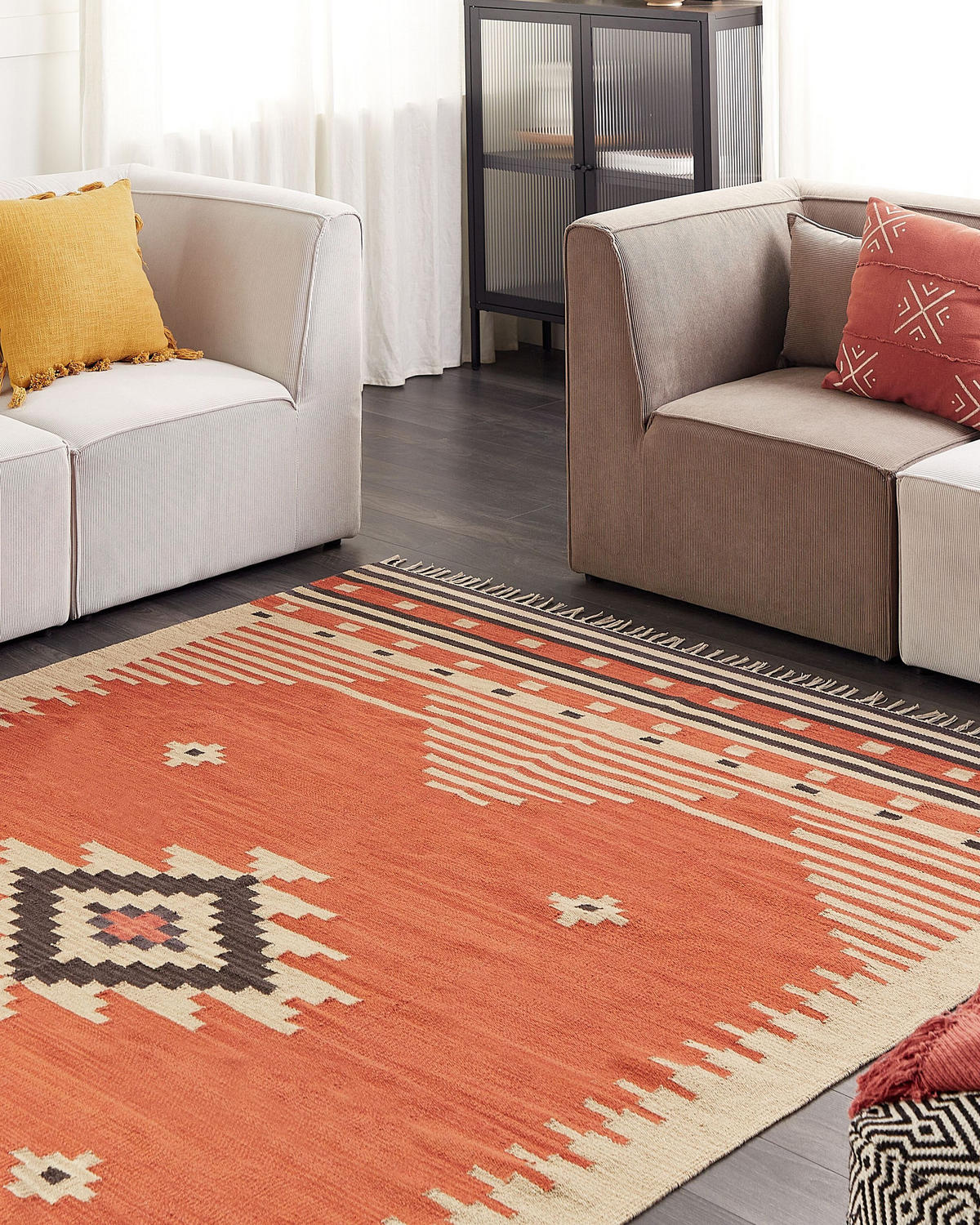 KELIM-TEPPICH Gavar 300/200 cm - Orange, Textil (200/300cm) - Beliani
