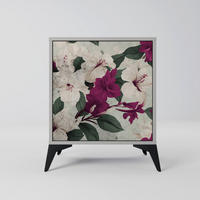 SIDEBOARD FLOWERET DREAM, Grau, 57,5x42x70,5 cm, Schwarze Metall-Sternfüße - Multicolor/Schwarz, Holzwerkstoff/Metall (57.5/70.5/42cm) - SpaceRebels