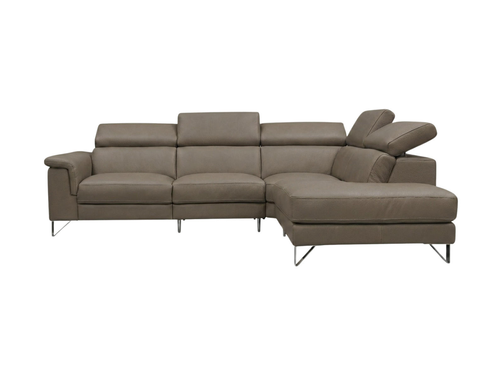 ECKSOFA Antares Echtleder Greige - Greige, Leder/Metall (276/224cm)