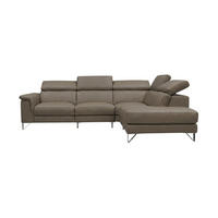 ECKSOFA Antares Echtleder Greige - Greige, Leder/Metall (276/224cm)