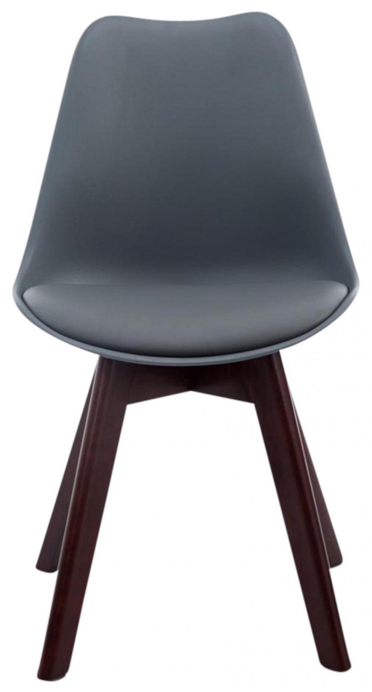 STUHL 4er Set Lederlook grau - Walnussfarben/Grau, Holz/Textil (48/84/55cm) - CLP