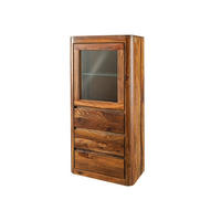 VITRINE Sheesham 70x40x145 walnuss gewachst TORONTO #208 - Walnussfarben, Holz (70/145/40cm) - Massivmoebel24