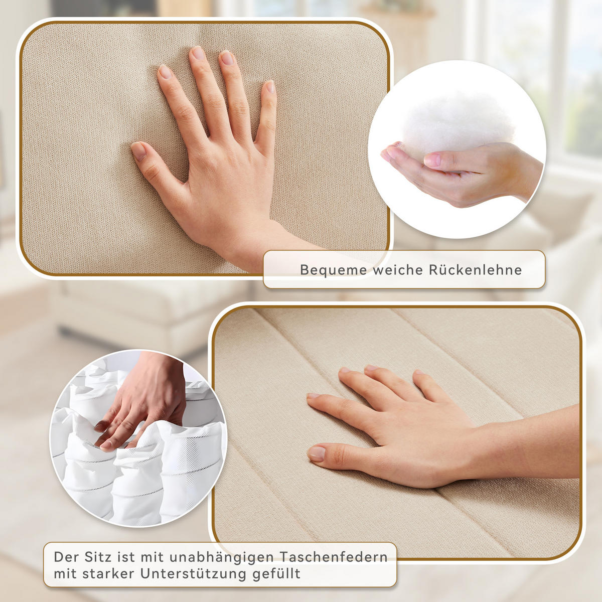 ECKSOFA 220/194/85 cm Beige mit umwandelbarem Fußhocker - Beige, Textil (220/194cm) - Oxeza