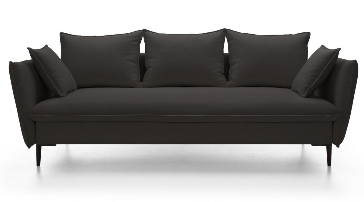 SOFA mit Bettkasten Flavio, 237 cm, Schlaffunktion, Schwarz - Schwarz, Holz (237/90/105cm) - Emporius