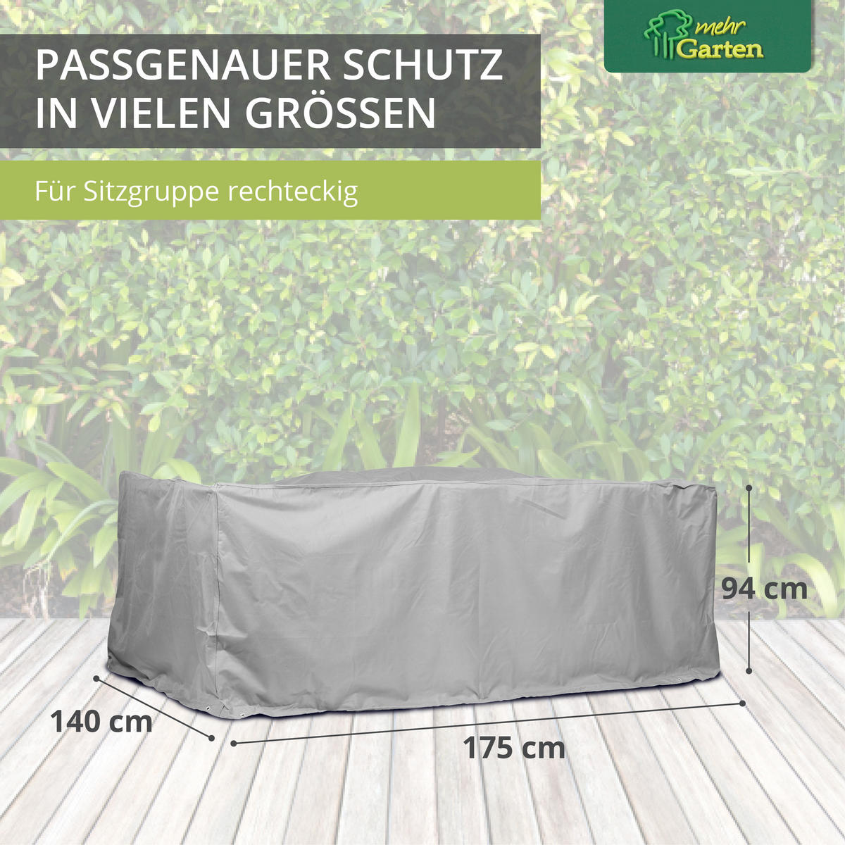 SCHUTZHÜLLE für Sitzgruppe rechteckig SHP-60047 - Grau, Kunststoff (200/94/160cm) - mehr Garten
