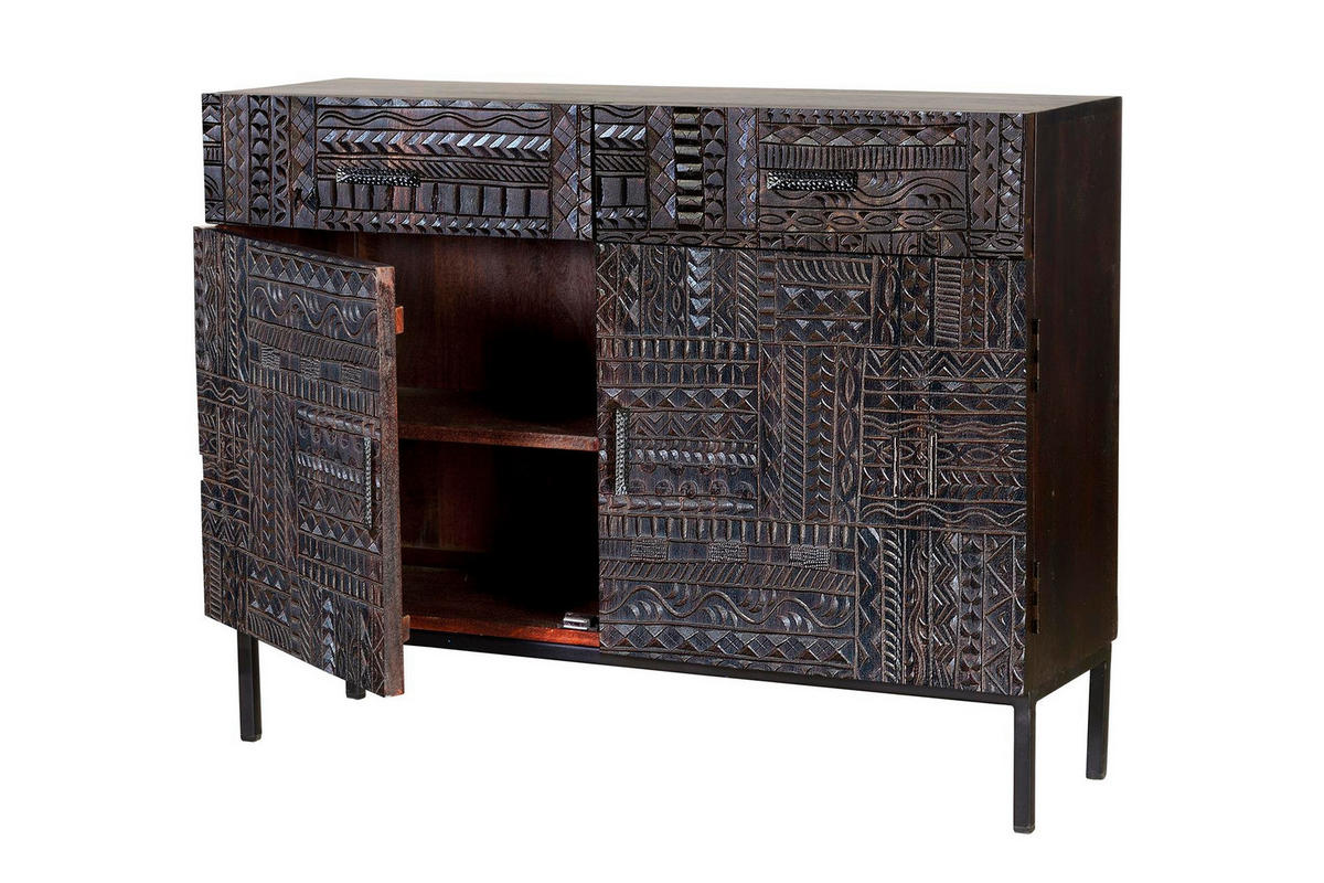 KOMMODE aus Mangoholz - Dunkelbraun, Holz (40/77/100cm) - Giner y Colomer