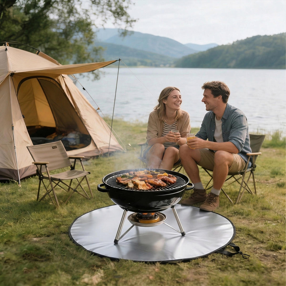 ZAŠČITNA podloga za žar - večbarvno, kovina/umetna masa (100/1.5/100cm) - Relaxdays