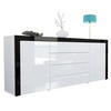 SIDEBOARD La Paz Weiß Hochglanz / Schwarz Hochglanz - Weiß Hochglanz/Schwarz, Holzwerkstoff (167/72/35cm) - Vladon