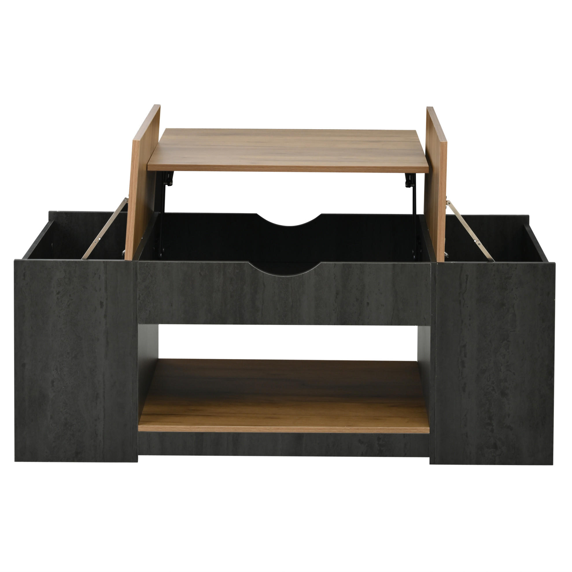 COUCHTISCH 109,5/59,7/43 cm höhenverstellbar mit Stauraum in Grau - Grau, Holzwerkstoff (109.5/59.7/43cm) - Flora Grace
