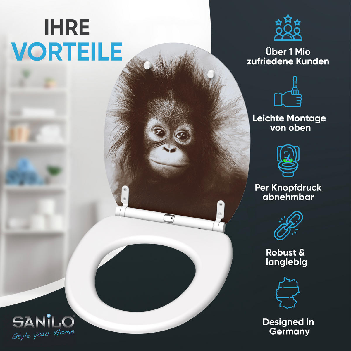 WC-SITZ mit Absenkautomatik & Top Fix Alfred - Braun, Holzwerkstoff (37.7/5.5/48cm) - Sanilo