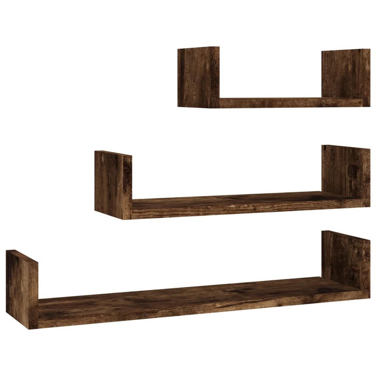 WANDREGALE 3 Stk. Räuchereiche Holzwerkstoff - Braun, Holzwerkstoff (15/10/60cm) - furnicato