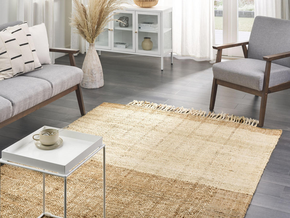 TEPPICH geflochten Karkin 230/160 cm - Beige, Naturmaterialien (160/230cm) - Beliani