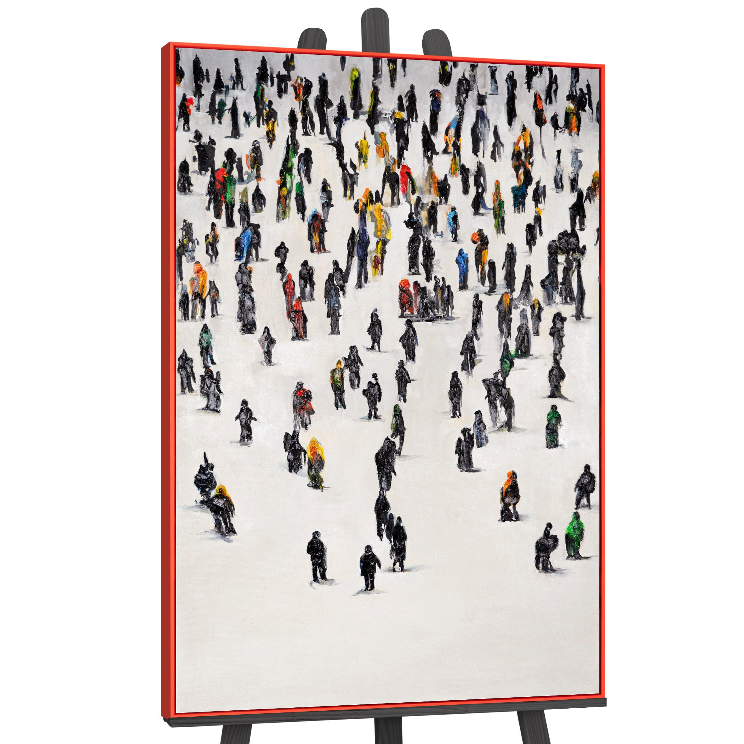 GEMÄLDE Kollektive Bewegung Schattenfugenrahmen Rot 140x100 cm - Rot, Holz (140/100cm) - YS-art gallery