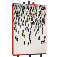GEMÄLDE Kollektive Bewegung Schattenfugenrahmen Rot 120x80 cm - Rot, Holz (120/80cm) - YS-art gallery