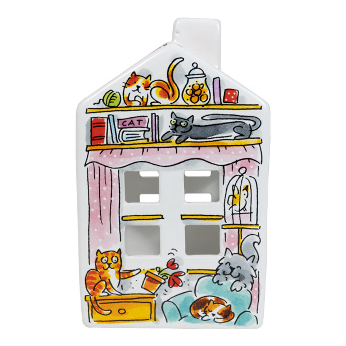 LICHTHAUS Katze in Bunt - 14,5cm - Multicolor, Keramik (8.5/14.5/8.3cm) - Blond Amsterdam