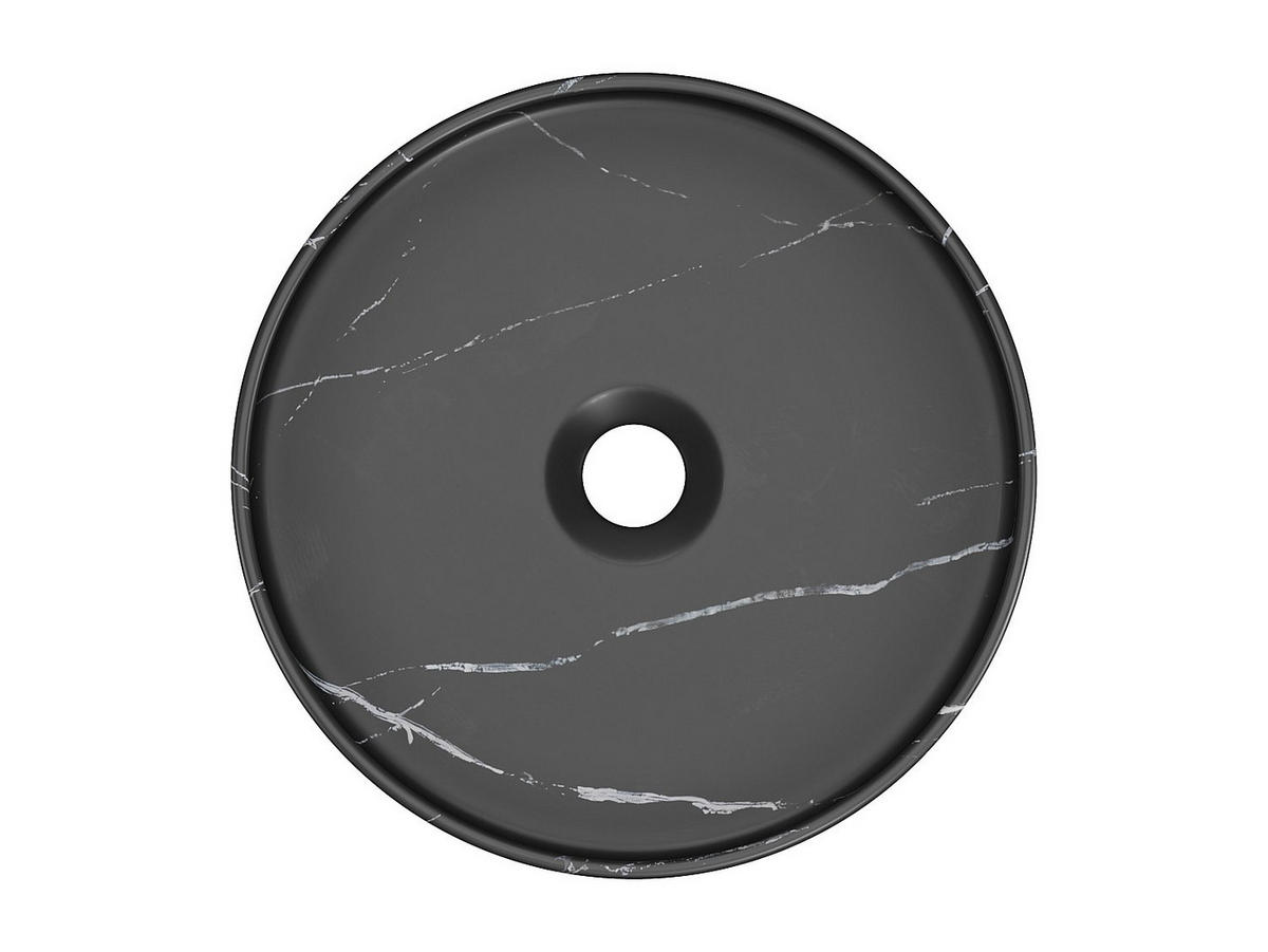 AUFSATZWASCHBECKEN rund - Schwarz - Marmor-Optik - Keramik - 36 cm - VIAMARBA - Schwarz, Keramik (36/12/36cm) - Vente-Unique