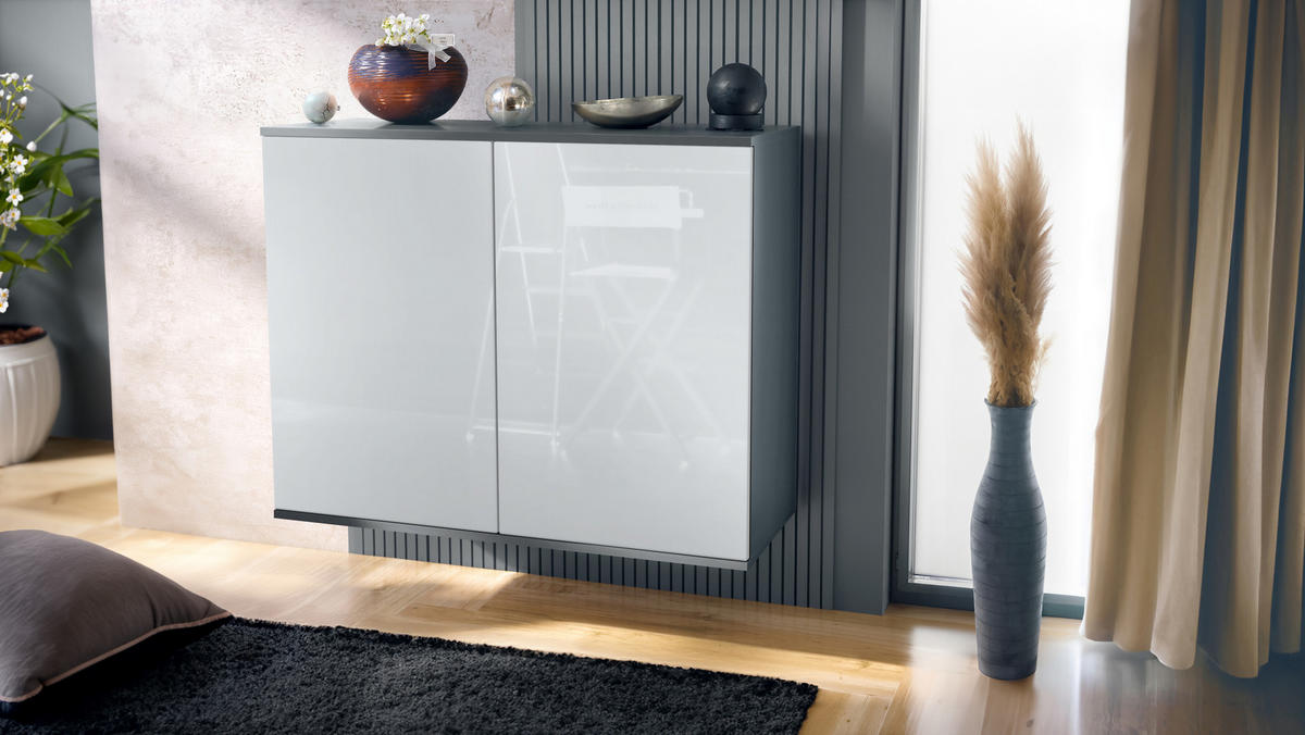 KOMMODE Skadu Weiß Hochglanz - Weiß Hochglanz, Holzwerkstoff (92.5/73.5/35cm) - Vladon