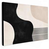 LEINWANDBILD Abstrakt - Japandi - Beige - Modern Wanddeko 90x60 cm - Schwarz, Textil (90/60cm) - MuchoWow