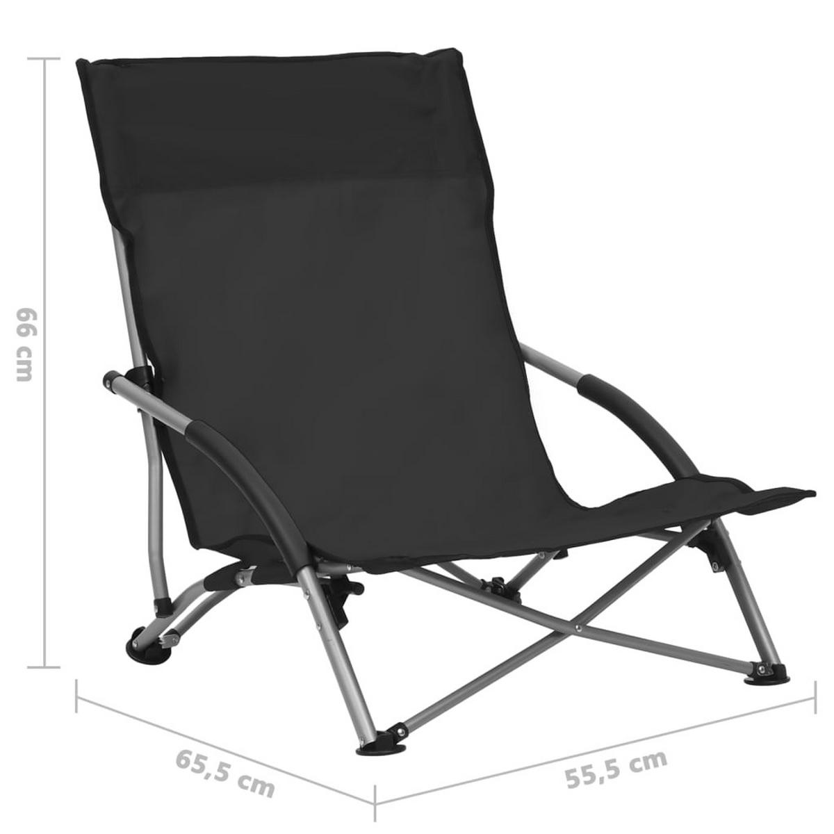 KLAPPBARE Strandstühle 2Er Set Schwarz Stoff - Schwarz, Textil (65.5/66/55.5cm) - vidaXL