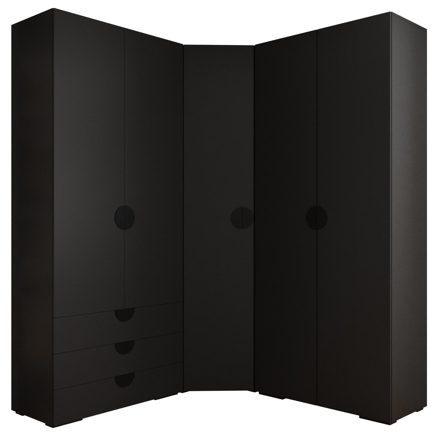 Abiks Möbel Garderoben-Set Schwarz, Schwarz 181.7x236.7x47 cm