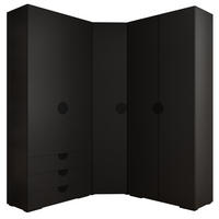 GARDEROBEN-SET 236,7/181,7/47 - Schwarz/Weiß, Holz/Kunststoff (181.7/236.7/47cm) - Abiks Möbel