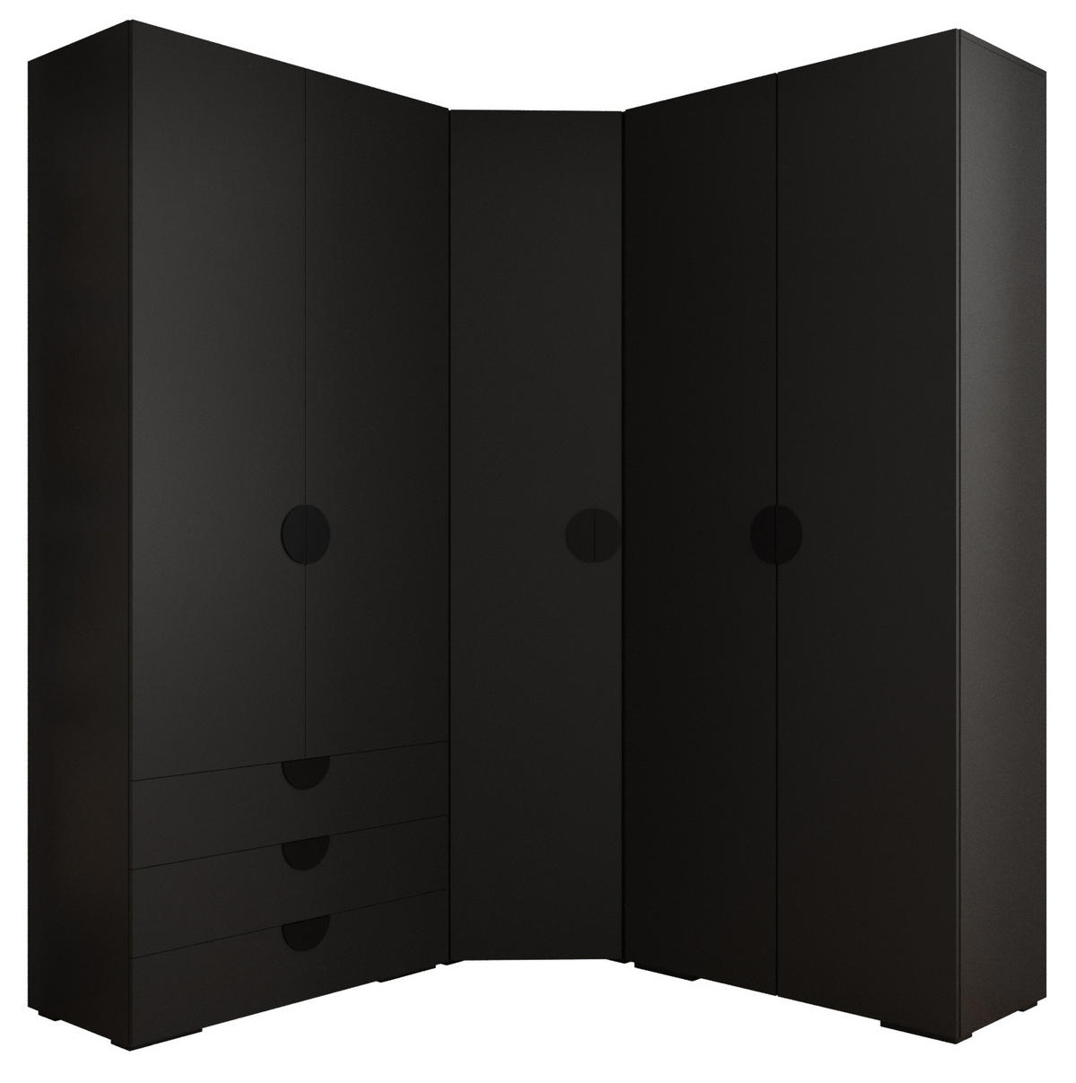 GARDEROBEN-SET 236,7/181,7/47 - Schwarz/Weiß, Holz/Kunststoff (181.7/236.7/47cm) - Abiks Möbel
