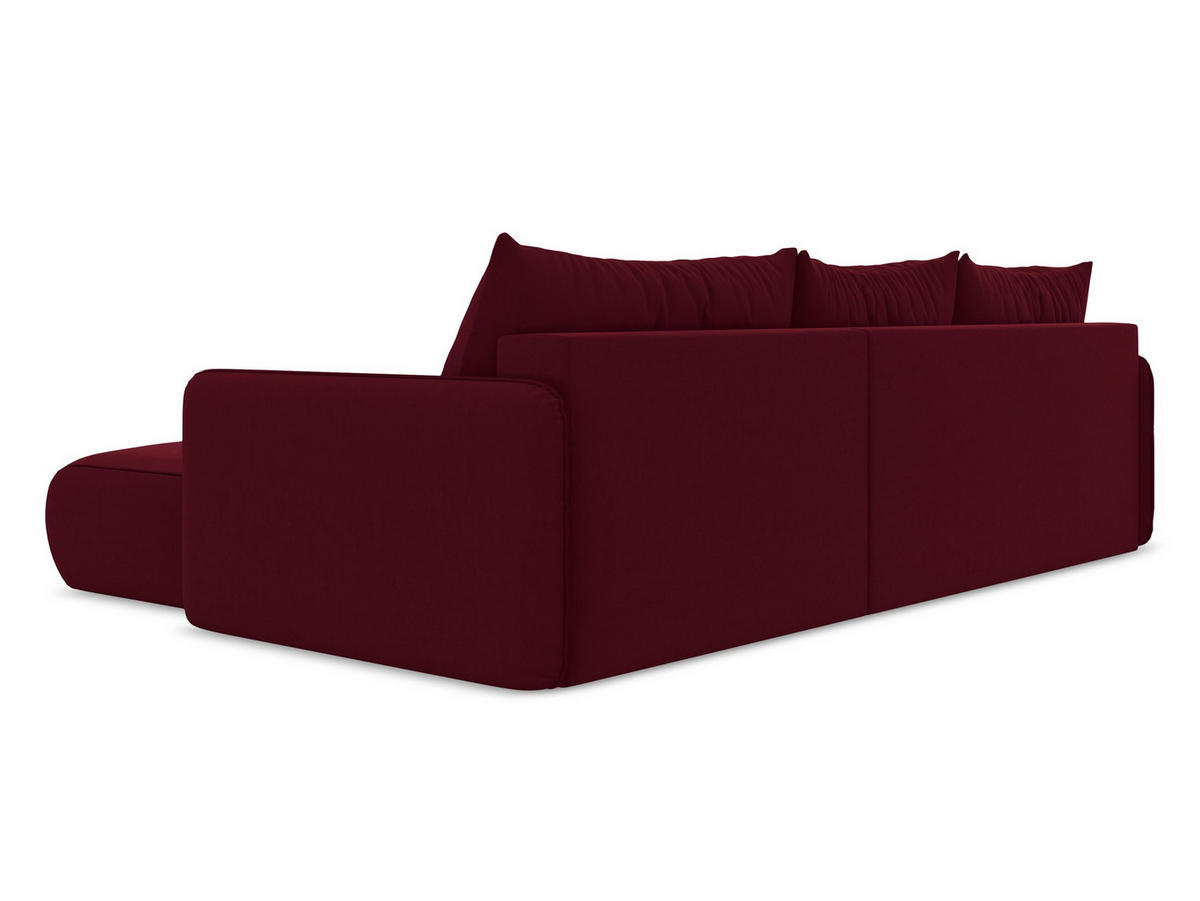 ECKSOFA mit Schlaffunktion Samt Stoff Rot - Bordeaux/Rot, Kunststoff/Textil (240/148cm) - Makamii