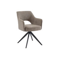 BÜROSTUHL Drehstuhl mit Armlehnen - Stoff & Metall - Taupe - KONYA - Braun, Textil (59/84/58cm) - Vente-Unique