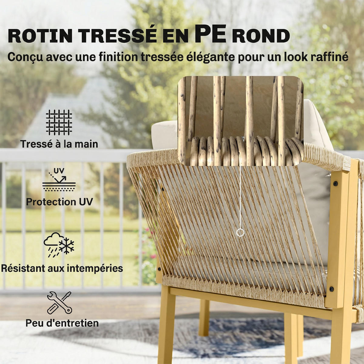 GARTENLOUNGE-SET 4tlg. DE-13719 mit Sofa & 2 Sesseln Kaki - Mokka, Metall - ComfortXL