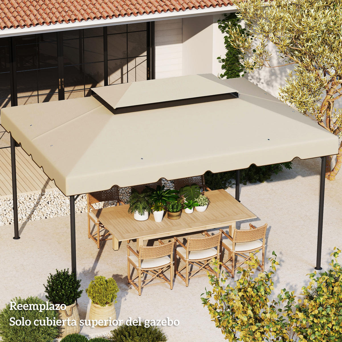 ERSATZDACH Beige 1 Stück - Beige, Naturmaterialien (300/0.1/400cm) - GiPP
