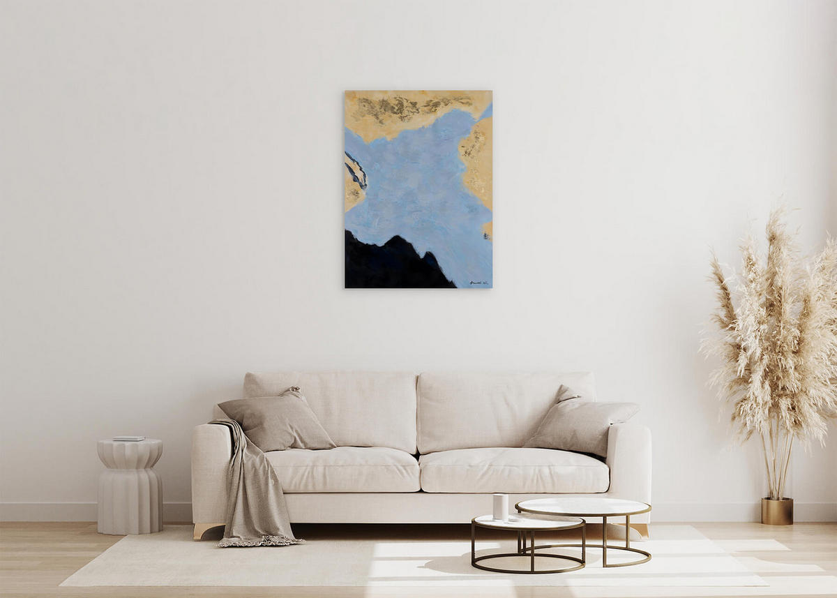 ACRYLBILD HANDGEMALT 75/100 cm - Blau, Holz/Textil (75/100cm) - KUNSTLOFT