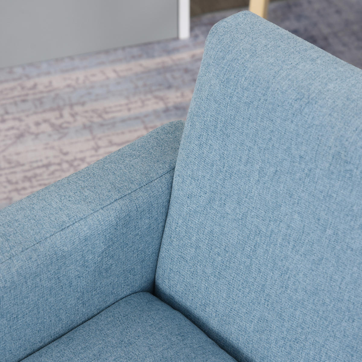 DĚTSKÁ SOFA Dětské křeslo s tlustým pěnovým sedákem Lněné modré - modrá, dřevo (45/44.5/49cm) - HOMCOM