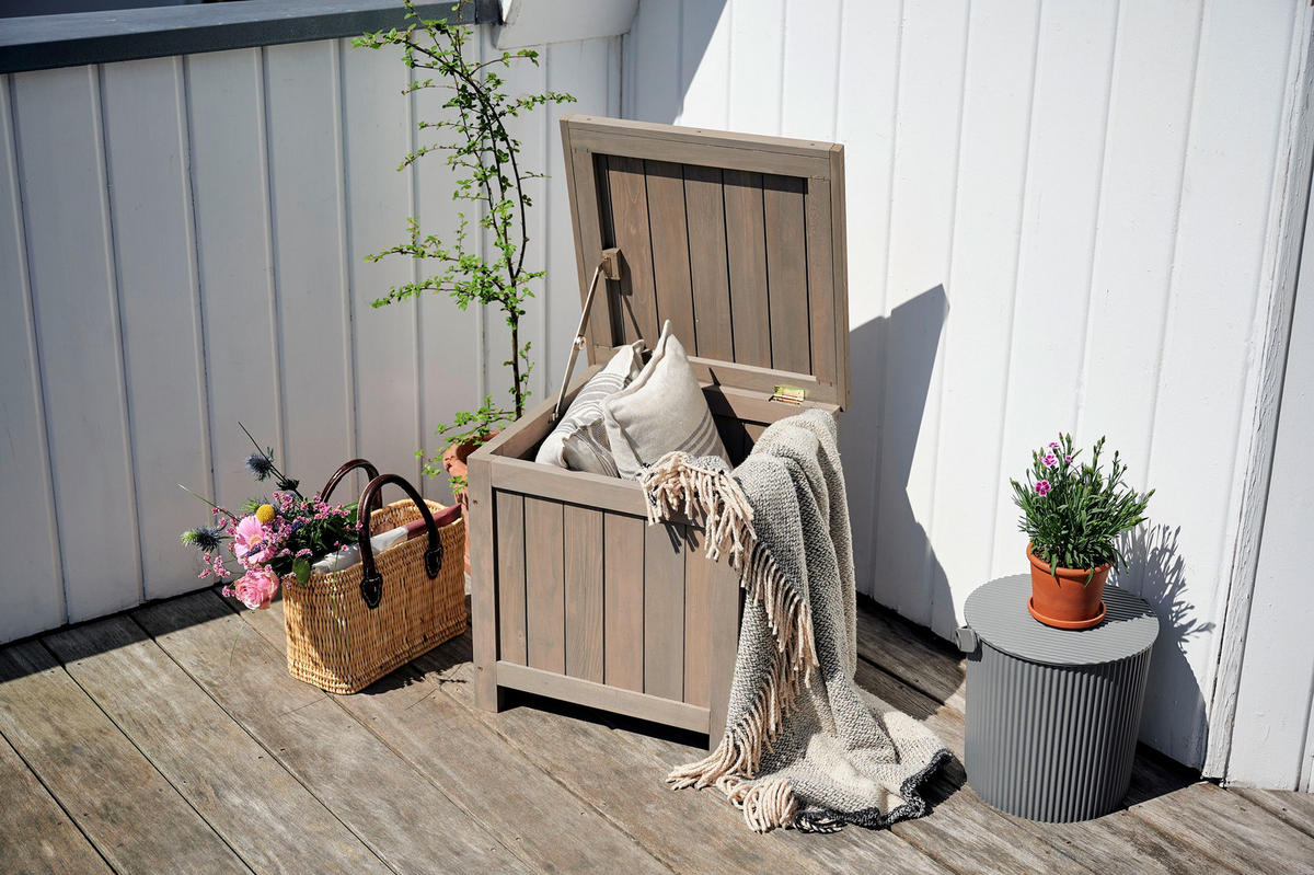 GARTENBOX HILLE mit Klappdeckel 45*45*45 cm - Grau, Holz (45/45/45cm) - butenkist