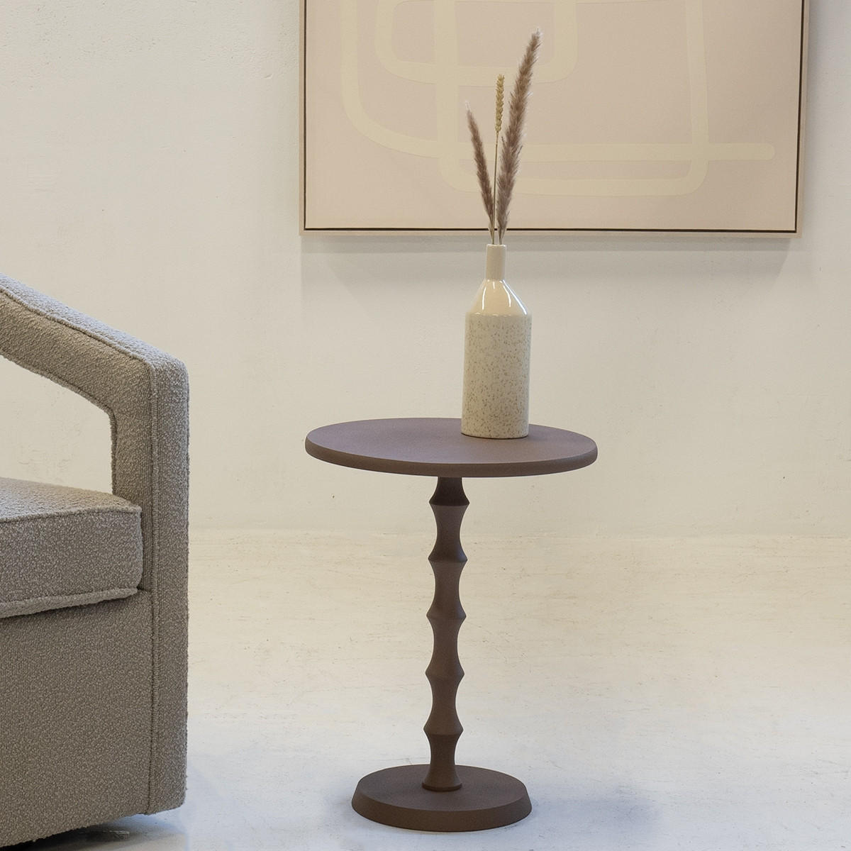 BEISTELLTISCH rund aus Aluminium 40cm, taupe - Braun, Metall (40/40/52cm) - Giga Meubel