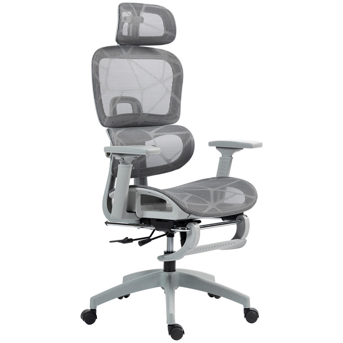 BÜROSTUHL DE-05204 Netzstoffbezug, verstellbar & rollbar Grau - Grau, Metall (64/122/66cm) - ComfortXL