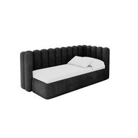 EINZELLBETT Jugendbett mit Bettkasten und Matratze H3/H4, Links - HUGY 100x200 Schwarz - Schwarz, Holzwerkstoff/Textil (100/200cm) - ALTDECOR